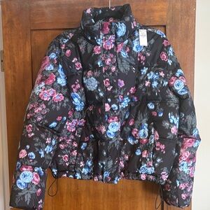 Floral Black Puffer Jacket